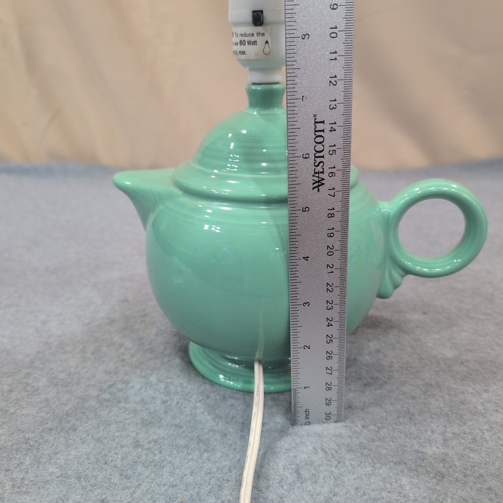 Fiesta Seafoam Green Ceramic Teapot Table Lamp Novelty Kitchen Accent Light - Picture 7 of 7